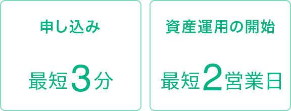 「オンライン申し込み3分」「口座開設最短2営業日」